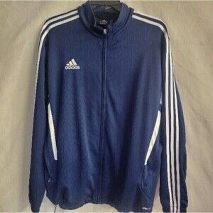 Adidas Size XL Classic 3 Stripe Clima Cool Full Zip Jacket Sports, Blue, Retro